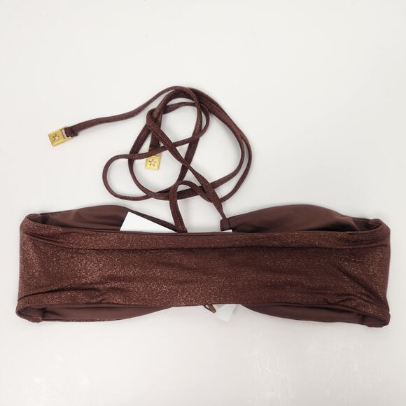 L*Space Shimmer Dawn Bikini Top in Cafe Brown Convertible Size Small NWT - Picture 3 of 6